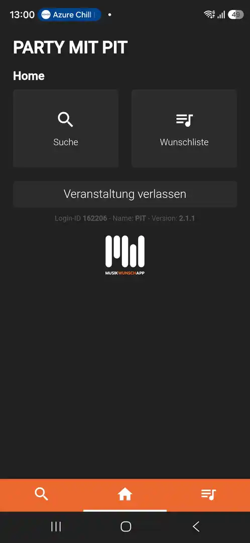 Suchfunktion der Musikwunsch-App